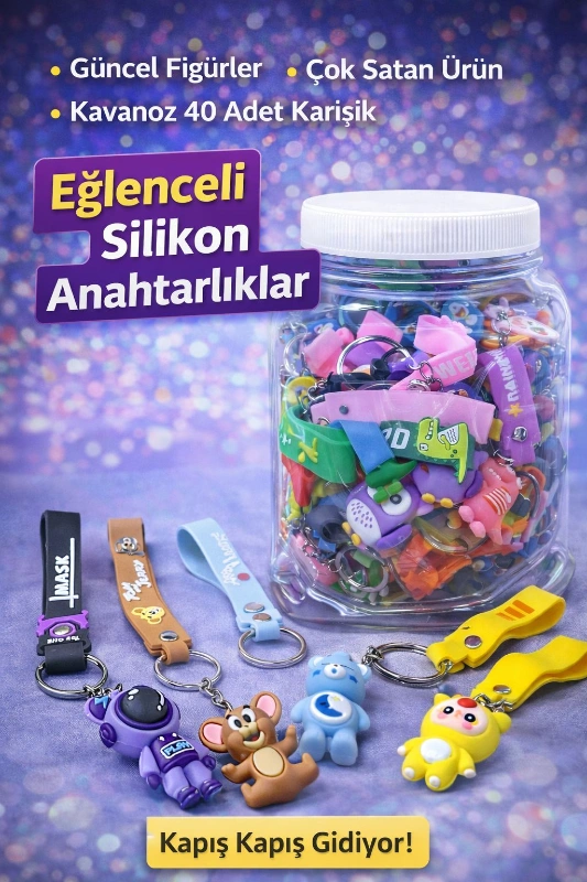 SİLİKON ANAHTARLIK / 40LI KAVANOZ